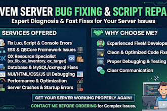 fix fivem server bugs for you