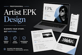 design a professional dj epk, artist media kit, press kit and one sheet
