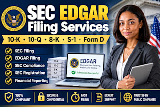 prepare and file your sec filling 10k, 10q, 8k, or s1 via edgar compliance