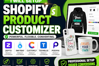 shopify product customizer zepto inkybay customily teeinblue podifai qstomizer