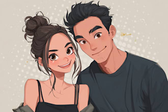 draw anime couple,oc couple,romantic art for you