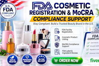 handle fda registration, mocra, otc listing and fda compliance