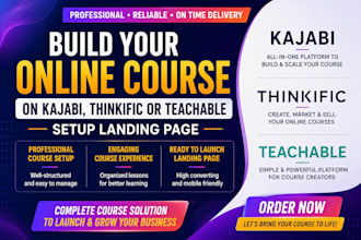 build your online course on kajabi thinkific or teachable setup landing page