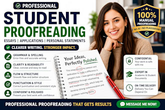 professionally proofread student essays, applications and personal statements