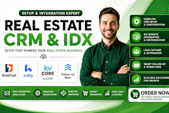 setup boldtrail, lofty, kvcore, follow up boss real estate CRM, idx website
