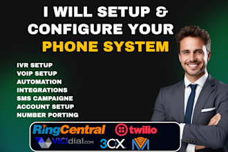 set up ringcentral, 3cx, vicidial, magnusbilling, freepbx, and fusionpbx