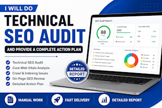 do technical SEO audit and provide complete action plan