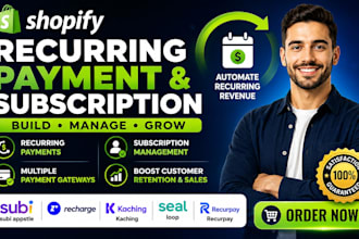 setup shopify recurring payment subi appstle recharge kaching seal loop recurpay