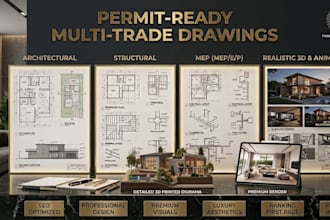 draw, redraw 2d floor plan, adu architectural, structural and mep permit drawing