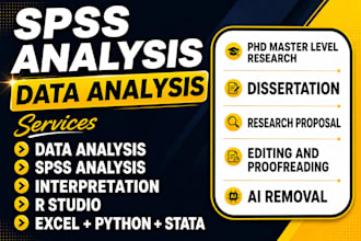 do data analysis, interpretation of research by spss analysis, python,r studio