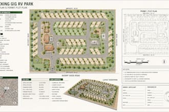 draw 2d site plans, and permit plot plans, rv park, layout rendering master plan