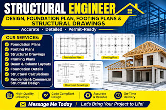 structural engineer design, foundation plan, footing plans, structural drawings