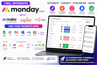 integrate monday com with make, zapier, n8n and your apps