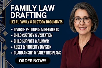 draft family law, child custody legal divorce and legal documents