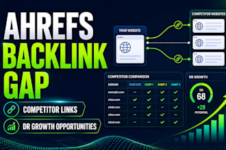 do research ahrefs backlink gap, referring domains, competitor links, DR growth