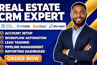 set up real estate crm follow up boss, kvcore, lofty crm boomtown wise agent crm