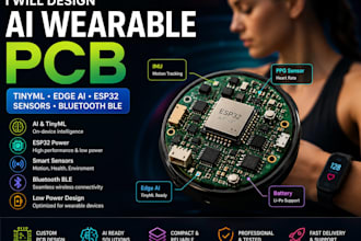 design ai wearable pcb with tinyml, edge ai, esp32, sensors and bluetooth ble