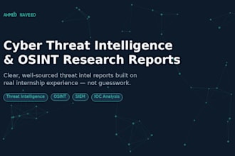 provide cyber threat intelligence research and osint reports