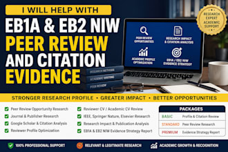 help with eb1a eb2 niw peer review and citation evidence