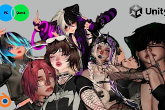 edit, fix and rig vrchat, anime vrc avatar, 3d vr  character