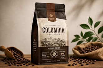design coffee label, coffee bag packaging, coffee pouch, coffee label packaging