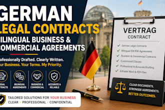 draft german legal contracts, bilingual business agreements and commercial doc