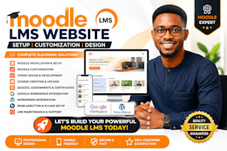 build moodle lms online academy elearning website course platform, video course