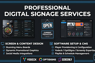 design digital signage screens and setup your software yodeck optisigns screenly