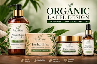 design premium organic skincare, soap and cosmetic product labels