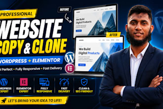 copy clone or recreate any website in wordpress elementor