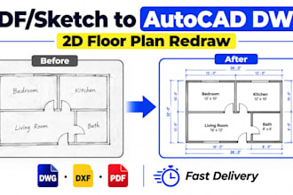 draw autocad bedroom garage 2d floor plan from pdf image sketch to dwg blueprint