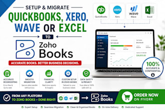 setup and migrate quickbooks xero wave or excel to zoho books