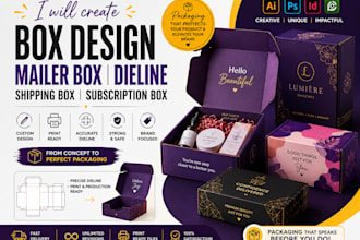 create box design, mailer box, dieline, shipping box and subscription box