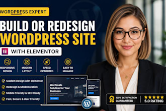 build wordpress website with elementor or redesign wordpress website