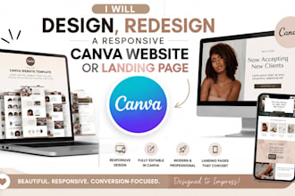 design, redesign a responsive canva website landing page or ugc media kit