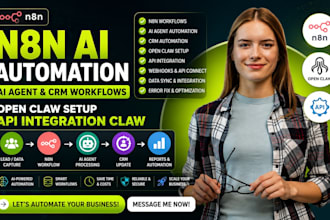 n8n ai automation ai agent crm workflows, open claw setup api integration claw