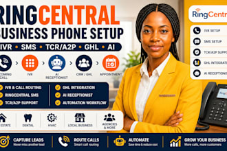 setup ringcentral ivr, ringcentral sms, tcr, ghl and ai receptionist