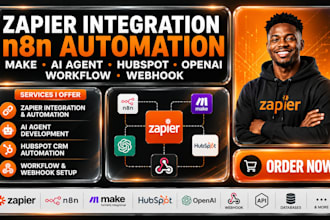 zapier integration n8n automation make ai agent hubspot openai workflow webhook