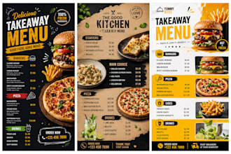 design a professional restaurant menu, takeaway menu and food menu