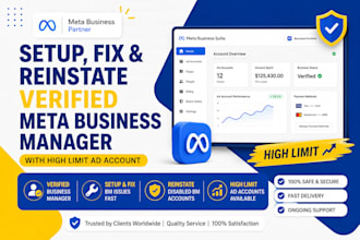 setup fix reinstate verified meta business manager with high limit ad account