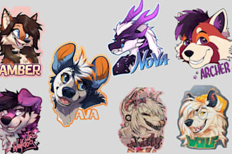 draw furry stickers, fursona badge, furry reaction stickers, protogen icon, pfp