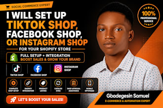 set up tiktok shop, facebook shop, or instagram shop for shopify store