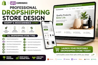 build shopify woocommerce dropshipping store, niche, branded and automated