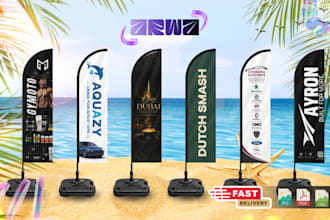 design a professional feather flag, teardrop flag or advertising flag