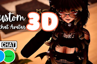 create custom vrchat avatar, furry vr character, pc quest 3d avatar, nsfw avatar