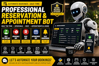 dev reservation bot appointment bot, golf tee time bot, restaurant bot, resy bot