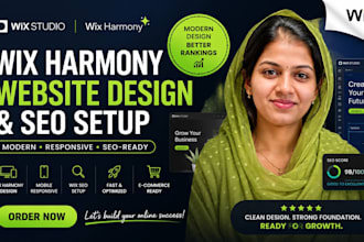 build wix harmony website, wix studio website and wix SEO setup