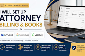 set up attorney billing and books in mycase, cosmolex and leanlaw