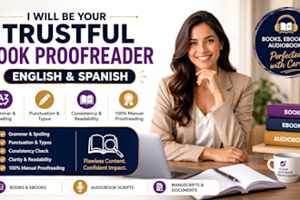 proofread english and spanish books, ebooks and audiobooks
