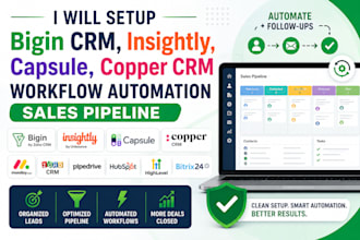 setup bigin CRM insightly capsule, copper crm workflow automation sales pipeline